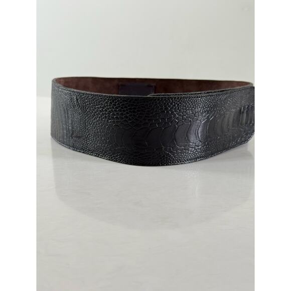 Genuine Ostrich Wide Leather Belt Womens Size Medium Dark‎ Brown - Picture 4 of 14